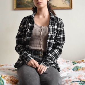 black and white knit flannel